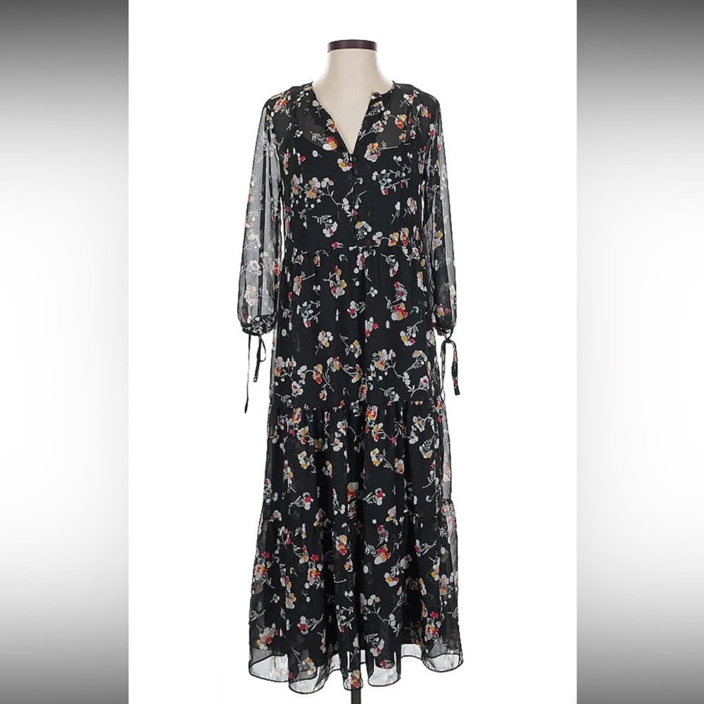 Madewell XXS sheer Floral Black Dress with liner